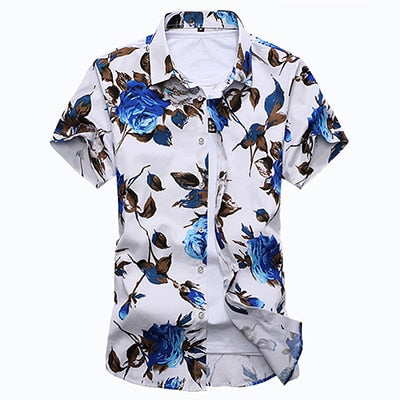 HCXY 2018 Summer Fashion Mens Shirt Slim Fit Short Sleeve Floral Shirt Mens Clothing Trend Mens Casual Flower Shirts Size M-7XL