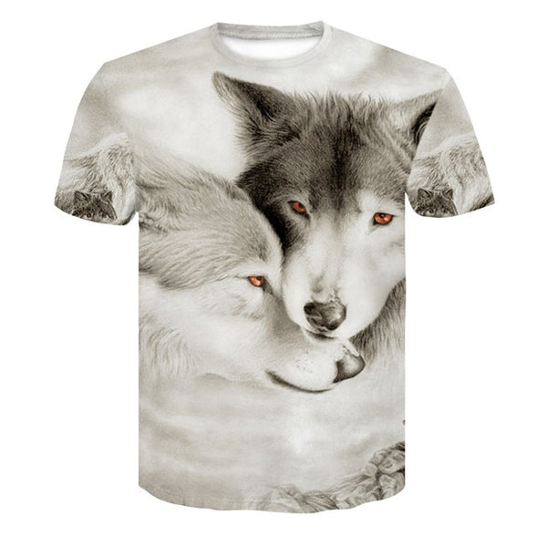 2018 Newest Wolf 3D Print Animal Cool Funny T-Shirt Men Short Sleeve Summer Tops T Shirt Tshirt Male Fashion T-shirt male4XL