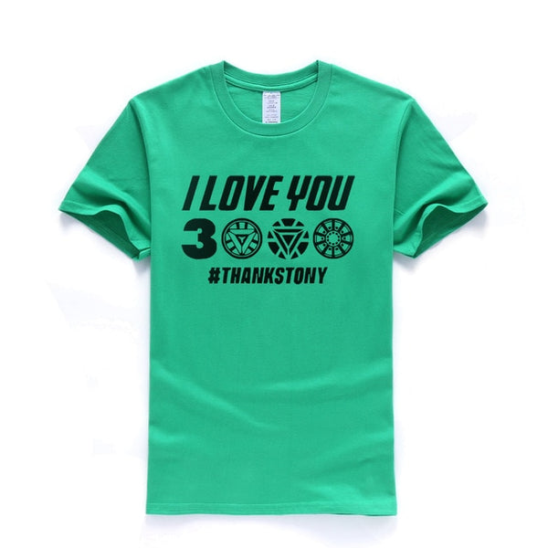 I Love You 3000 Times T shirt Men Superhero Iron Man Tony Stark The Avengers Summer T Shirts Cotton Short Sleeve Black Tshirt