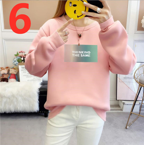 2019 New PA5259 Women Sweatshirts Hoodies Printed Casual Pullover Cute Jumpers Top Long Sleeve O-Neck Fleece Top