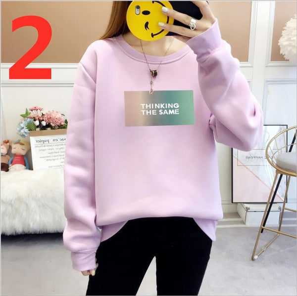 2019 New PA5259 Women Sweatshirts Hoodies Printed Casual Pullover Cute Jumpers Top Long Sleeve O-Neck Fleece Top