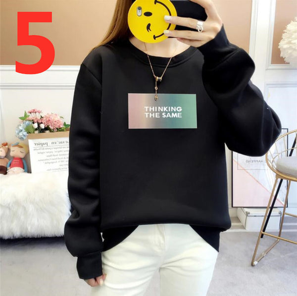 2019 New PA5259 Women Sweatshirts Hoodies Printed Casual Pullover Cute Jumpers Top Long Sleeve O-Neck Fleece Top