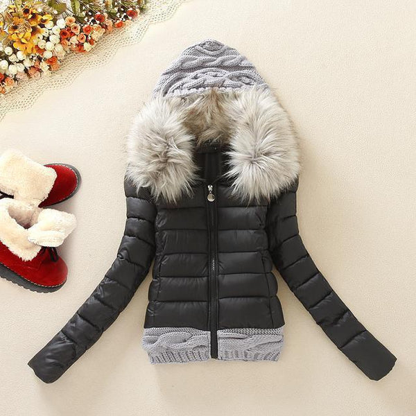 Makuluya 3XL New Arrivals Super Warm Plus Size Women Coats Winter Fur Hat Short Style Slim Waist Patchwork Woolen Coats QW73