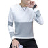 Fashion Pullover Jacket Men Sweatshirt Spring T-Shirt Polyester Male Patchwork Casual Long Sleeve Autumn Tops Crew Neck