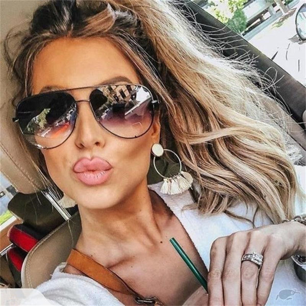 luxury fashion sexy women large round metal gradient sunglasses men black glasses frame retro mirror sunglasses UV400