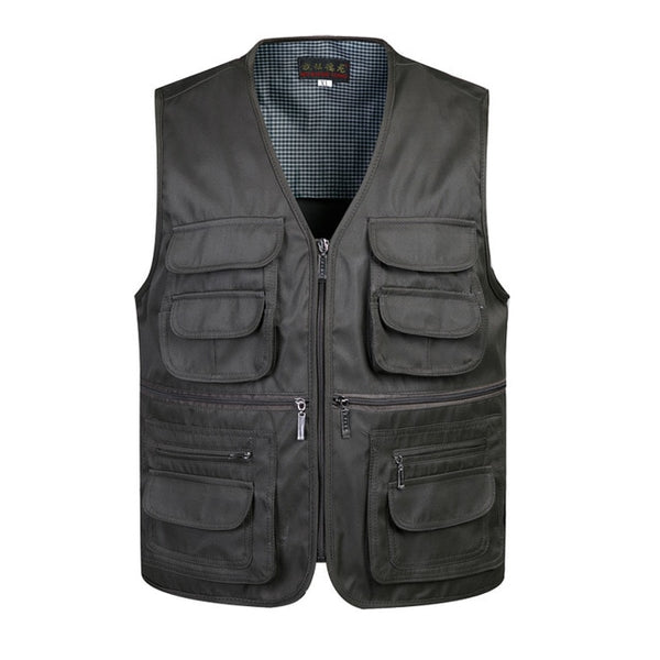 2017 Men Multi-Pocket Classic Waistcoat Male Sleeveless Unloading Solid Coat Work Vest Photographer Tactical Masculino Jacket