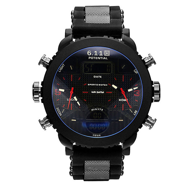 6.11 New Big Mens Watch Sport Quartz Men Wristwatches Quartz Black Led Digital Sport Watch Men Relogio Masculino