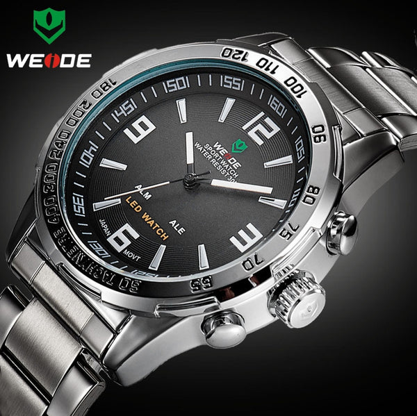 2018 New Watches Men Luxury Brand Weide Full Steel Quartz Clock Led Digital Military  Watch Sport Wristwatch Relogio Masculino