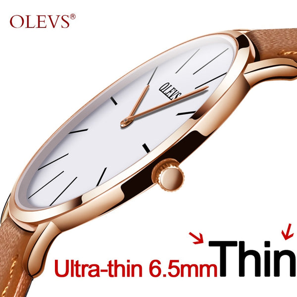 Men ultra thin Quartz Watch OLEVS Top Brand Luxury Wrist Watches Casual Business Leather Watches Rose Waterproof Man Clock Reloj