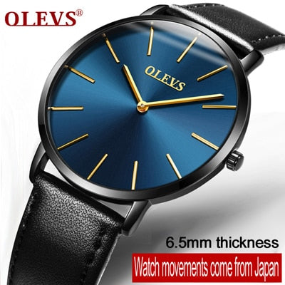 Men ultra thin Quartz Watch OLEVS Top Brand Luxury Wrist Watches Casual Business Leather Watches Rose Waterproof Man Clock Reloj