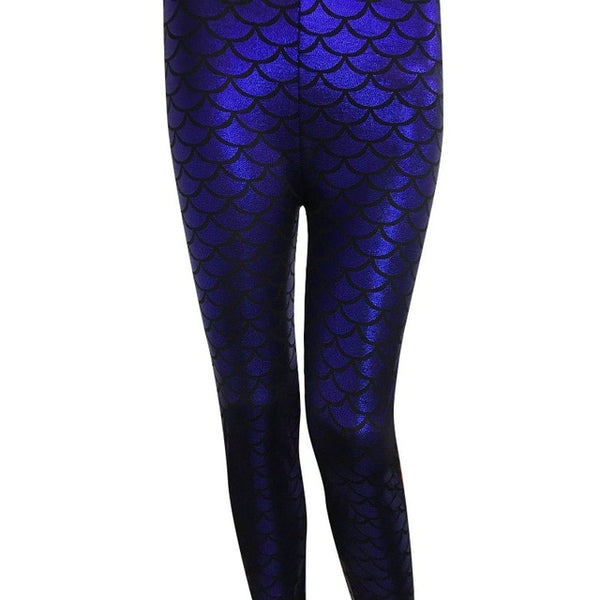 2018 Milk Digital Print Women Mermaid Fish Scale Leggings Plus Size Black Metallic Geometric Stretch Legging Pant For Female