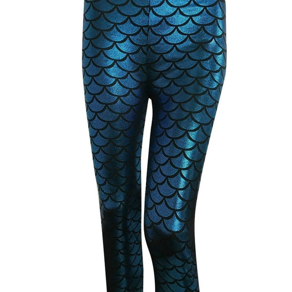 2018 Milk Digital Print Women Mermaid Fish Scale Leggings Plus Size Black Metallic Geometric Stretch Legging Pant For Female