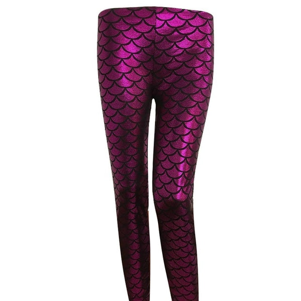 2018 Milk Digital Print Women Mermaid Fish Scale Leggings Plus Size Black Metallic Geometric Stretch Legging Pant For Female