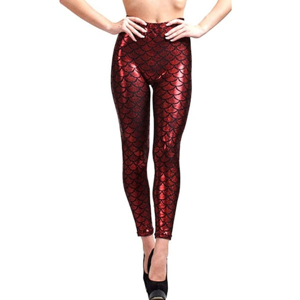 2018 Milk Digital Print Women Mermaid Fish Scale Leggings Plus Size Black Metallic Geometric Stretch Legging Pant For Female