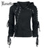 Rosetic Gothic Punk Women Hoodies Lace up Hooded Long Sleeve Casual Harajuku Darkness Autumn winter Goth Black Sweatshirt