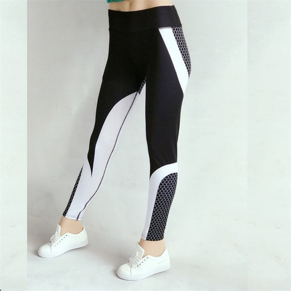 Women Mesh Pattern Print Leggings Gym fitness Outdoor Sports high waist Elastic slim black gray Splicing Leggins trend lady