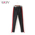 RZIV jeans woman casual stretch denim solid color stitching waist black jeans and skinny jeans trouser