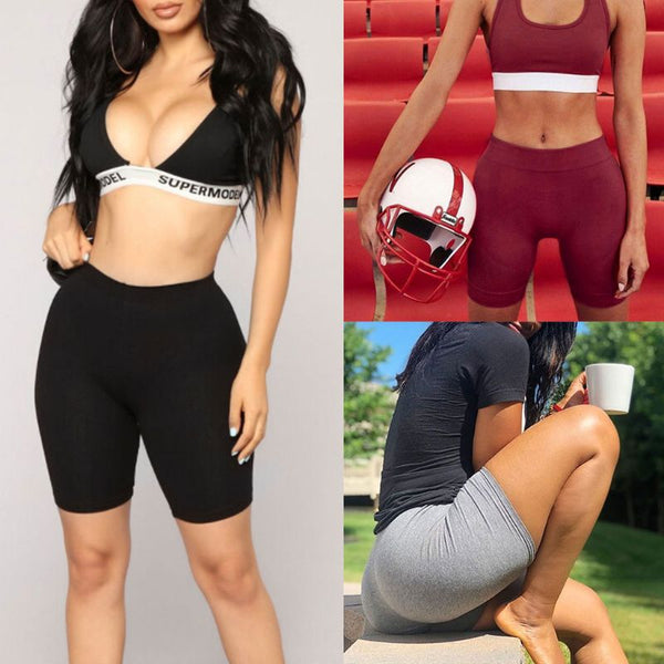 2018 Women Sport Fitness Leggings Half High Waist Quick Dry Skinny Bike Short Leggings Women Elastic Casual Leggings