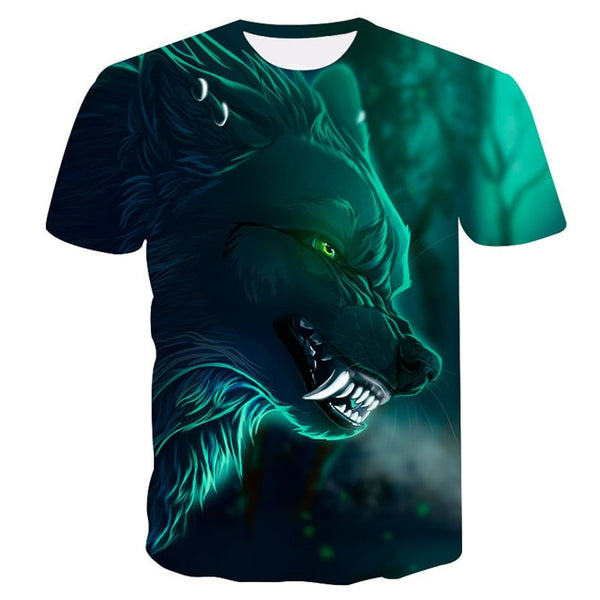 2018 Newest Wolf 3D Print Animal Cool Funny T-Shirt Men Short Sleeve Summer Tops T Shirt Tshirt Male Fashion T-shirt male4XL