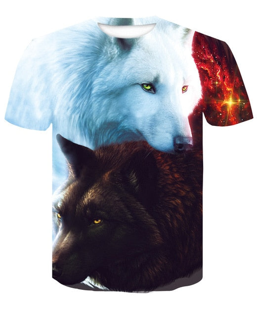 2018 Newest Wolf 3D Print Animal Cool Funny T-Shirt Men Short Sleeve Summer Tops T Shirt Tshirt Male Fashion T-shirt male4XL