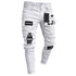 3 Styles Men Stretchy Ripped Skinny Biker Embroidery Print Jeans Destroyed Hole Taped Slim Fit Denim Scratched High Quality Jean