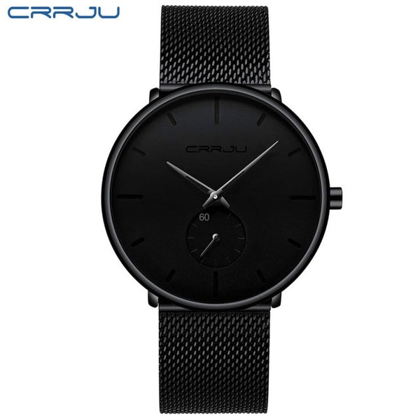 Crrju Fashion Mens Watches Top Brand Luxury Quartz Watch Men Casual Slim Mesh Steel Waterproof Sport Watch Relogio Masculino