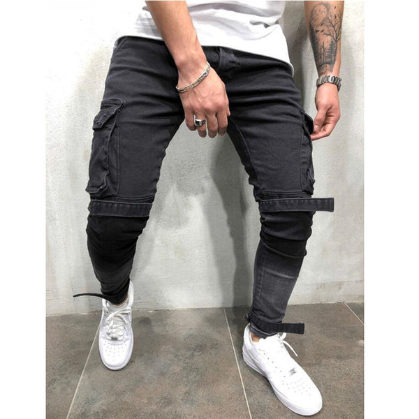 Men Stylish Ripped Jeans Pants Biker Slim Straight Hip Hop Frayed Denim Trousers New Fashion Skinny Jeans 2019 Men