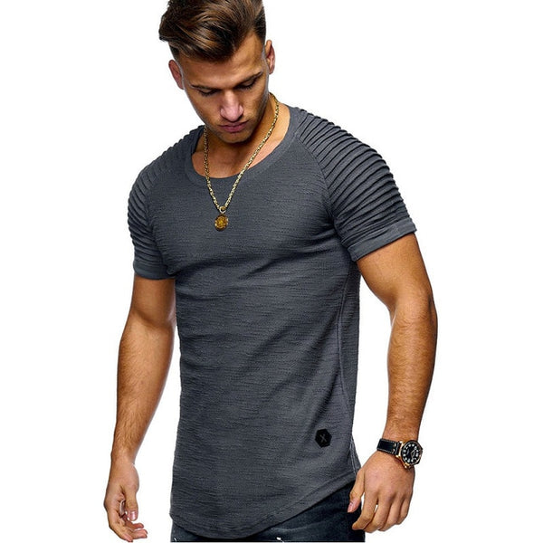 Hot Selling Summer Short Sleeve Men T Shirt Cotton Blended Solid Mens T-shirt Casual Slim Tee Shirt Homme