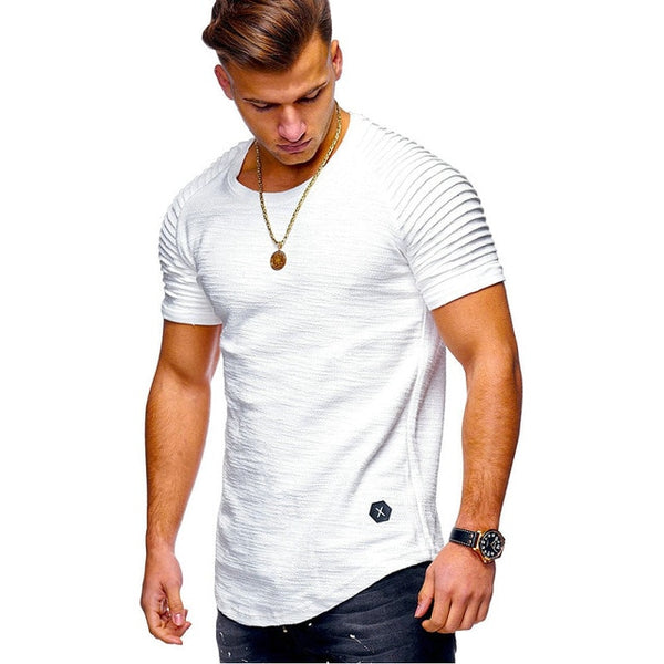 Hot Selling Summer Short Sleeve Men T Shirt Cotton Blended Solid Mens T-shirt Casual Slim Tee Shirt Homme