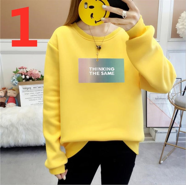 2019 New PA5259 Women Sweatshirts Hoodies  Printed Casual Pullover Cute Jumpers Top Long Sleeve O-Neck Fleece Top