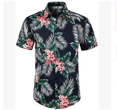 Men Hawaiian Short Sleeve Shirt Summer Floral Printed Beach Sea Shirt