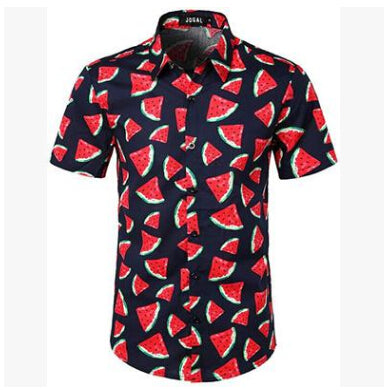 Men Hawaiian Short Sleeve Shirt Summer Floral Printed Beach Sea Shirt