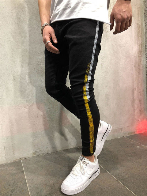 Men Stylish Ripped Jeans Pants Biker Slim Straight Hip Hop Frayed Denim Trousers New Fashion Skinny Jeans 2019 Men