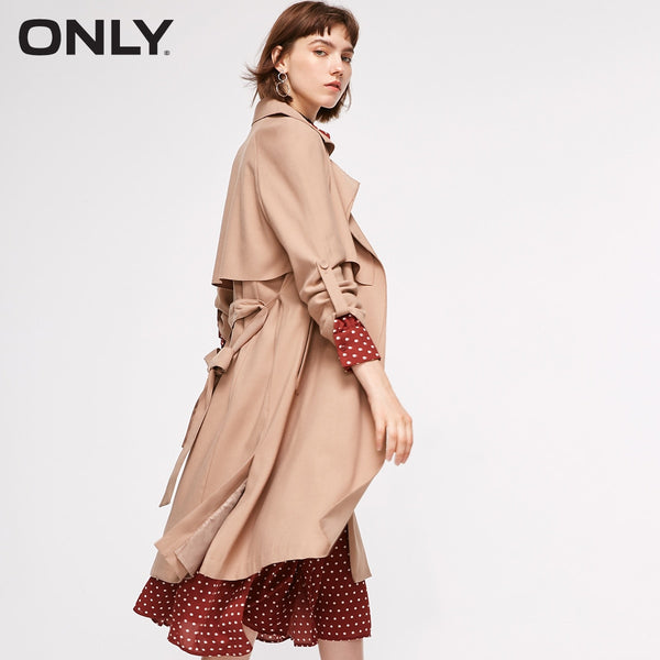 ONLY Spring Summer New Women's Slim Fit Adjustable Sleeves Side Slits Long Wind Coat |118336549