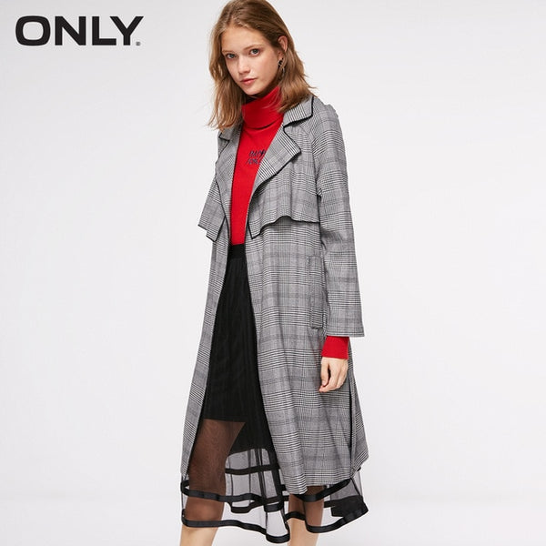 ONLY Spring Summer New Women's Slim Fit Adjustable Sleeves Side Slits Long Wind Coat |118336549