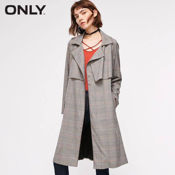 ONLY Spring Summer New Women's Slim Fit Adjustable Sleeves Side Slits Long Wind Coat |118336549