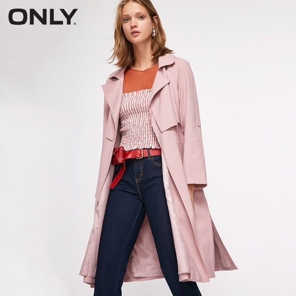 ONLY Spring Summer New Women's Slim Fit Adjustable Sleeves Side Slits Long Wind Coat |118336549