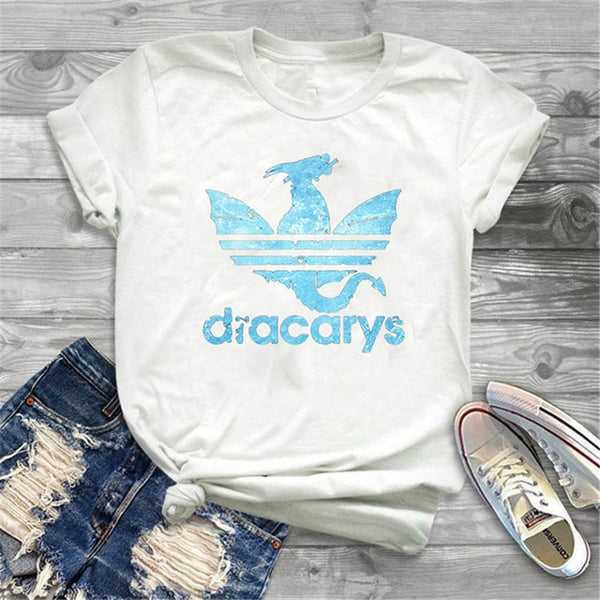 Dracarys GAME OF THRONE Female T Shirt Women Summer 2019 Dragon Print Tshirt White Casual Plus Size Streetwear Fashion T-shirts