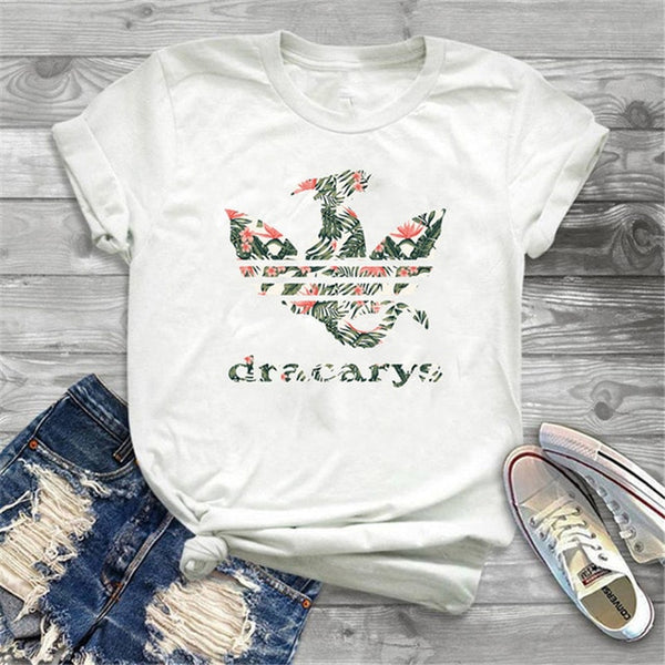 Dracarys GAME OF THRONE Female T Shirt Women Summer 2019 Dragon Print Tshirt White Casual Plus Size Streetwear Fashion T-shirts