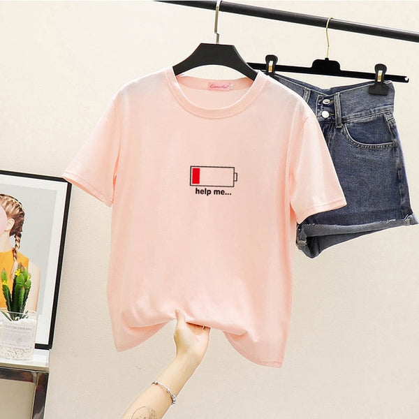 Women's Summer Harajuku Tops T-shirt Fashion Print Casual Short Sleeve Top Round Neck Loose Large Size Couple T-Shirt