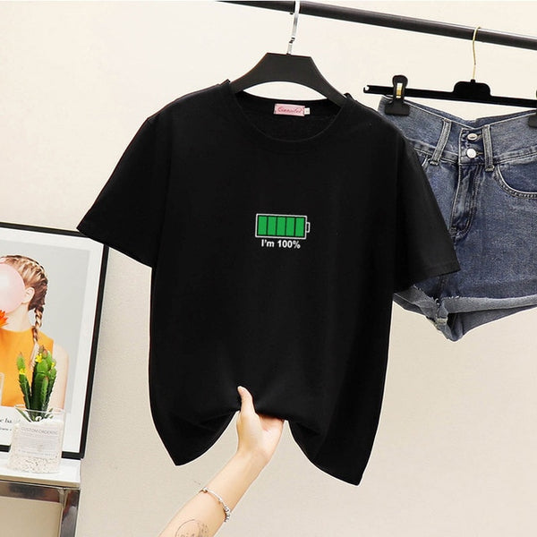 Women's Summer Harajuku Tops T-shirt Fashion Print Casual Short Sleeve Top Round Neck Loose Large Size Couple T-Shirt