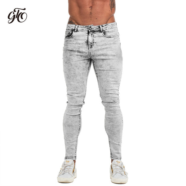 Mens Skinny Jeans 2019 Super Skinny Jeans Men Non Ripped Stretch Denim Pants Elastic Waist Big Size European W36 zm01