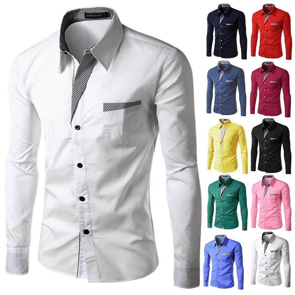 TUNEVUSE Mens shirts Camisa Masculina Long Sleeve Shirt Men Korean Slim Design Formal Casual Male Dress Shirt Size M-4XL 8012